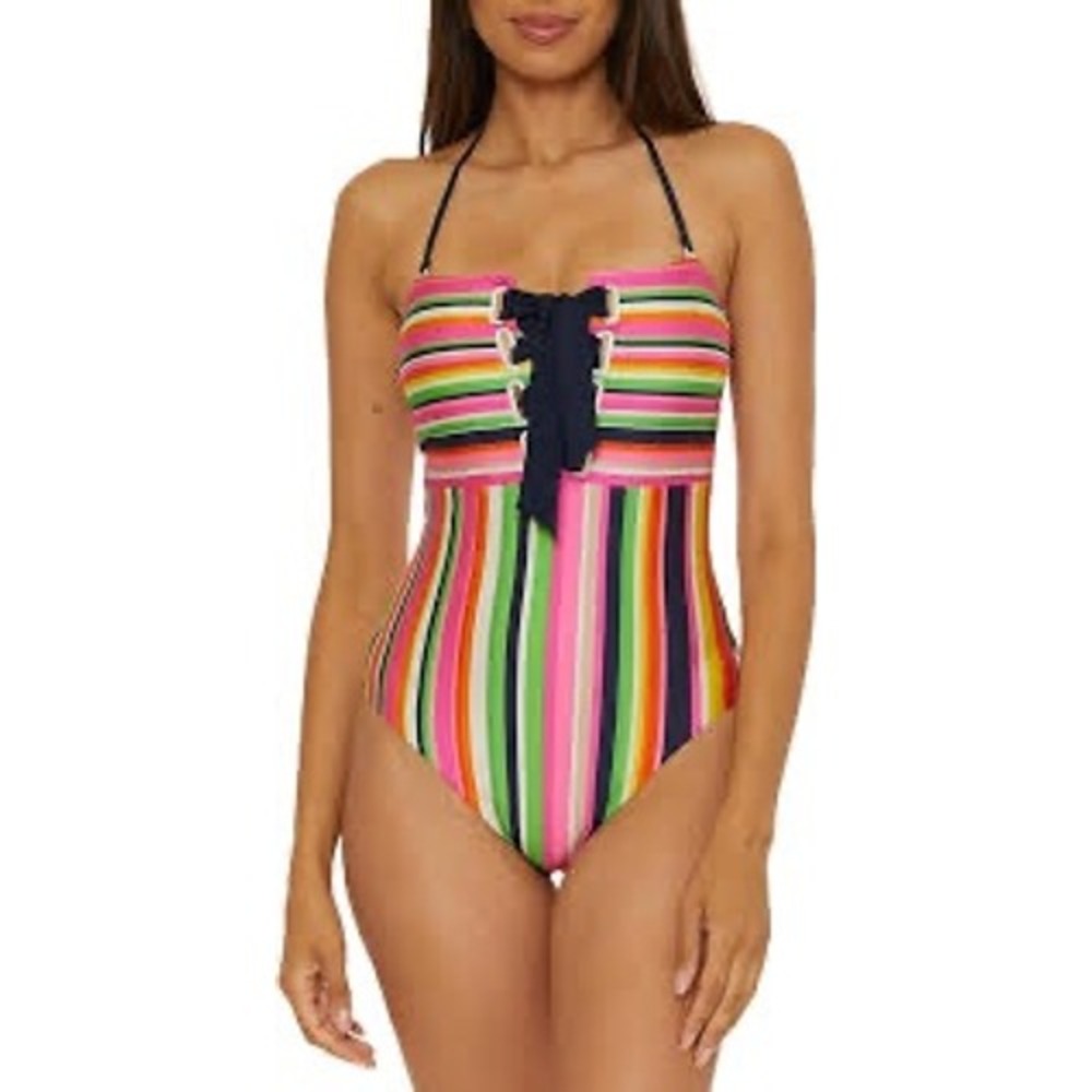 Trina Turk Splash Stripe One‎ Piece Swimsuit Women's Size 8